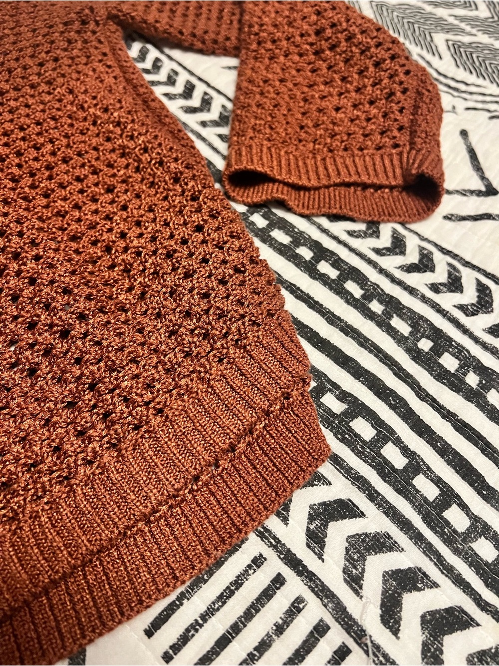 LOFT Rust Open-Knit Crewneck Sweater - Picture 5 of 6